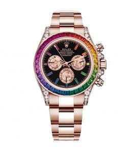 Rolex Cosmograph Daytona Rainbow Bezel Black Dial 116520 Replica