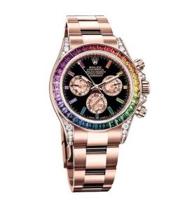 Rolex Cosmograph Daytona Rainbow Bezel Black Dial 116520 Replica