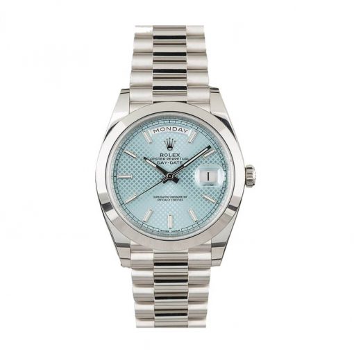 Rolex Day-Date Platinum Ice Blue Baguette Dial Presidential 228206 Replica