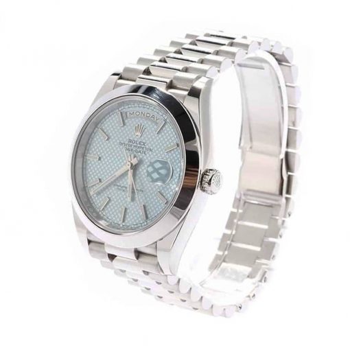 Rolex Day-Date Platinum Ice Blue Baguette Dial Presidential 228206 Replica