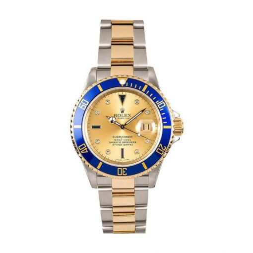 Rolex Submariner Two-Tone 16613 Silver Factory Serti Diamond Dial Replica