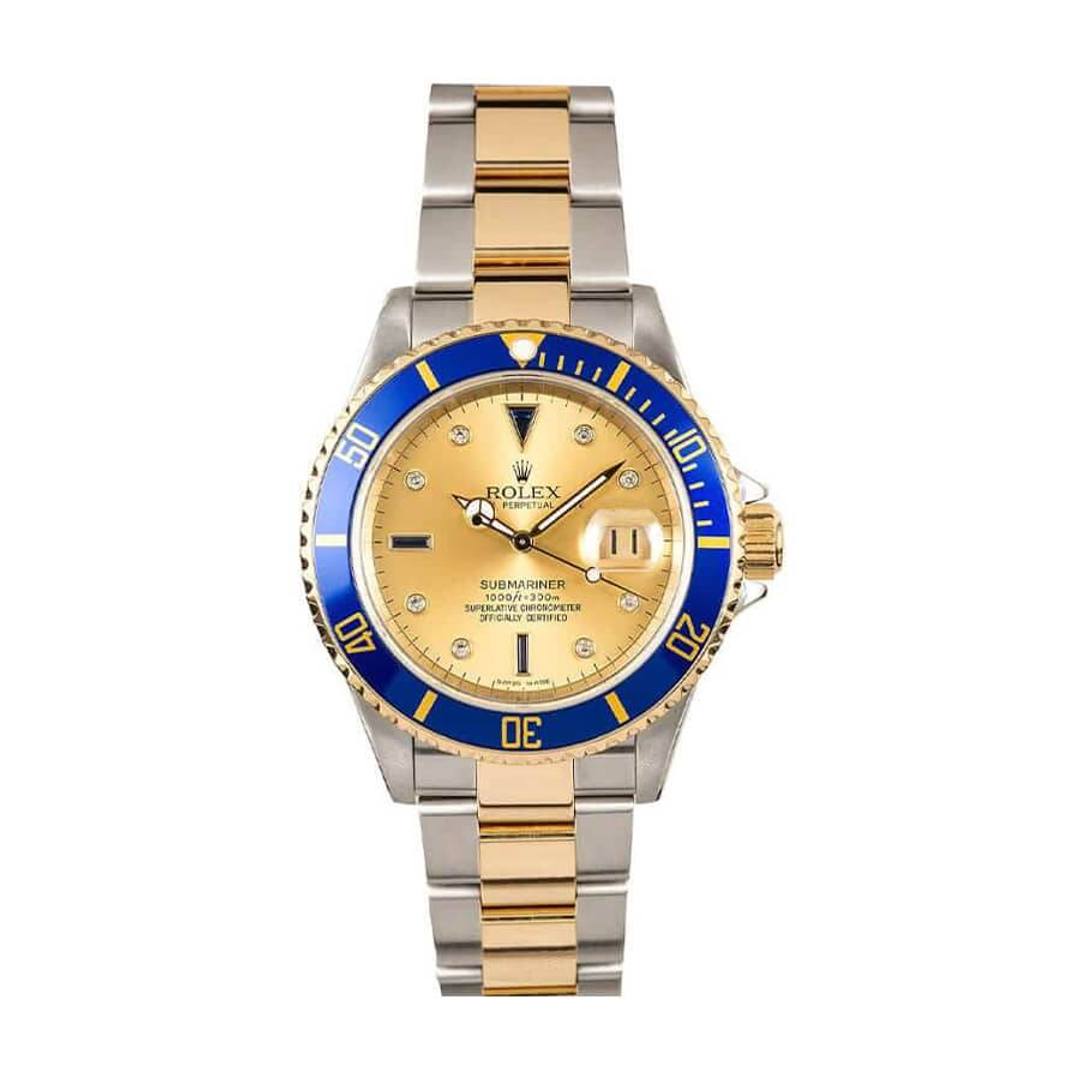 Rolex Submariner TwoTone 16613 Silver Factory Serti Diamond Dial Replica Rolex Submariner TwoTone 16613 Silver Factory Serti Diamond Dial Replica