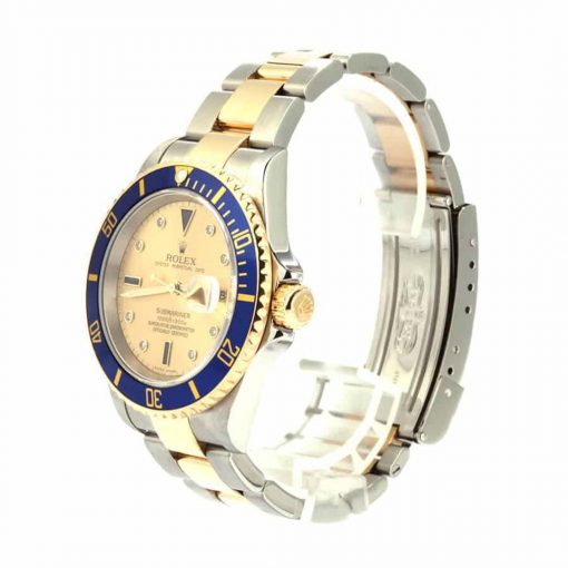 Rolex Submariner Two-Tone 16613 Silver Factory Serti Diamond Dial Replica