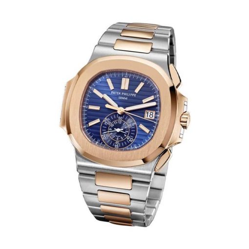 Patek Philippe Nautilus Flyback Chronograph 5980/1AR Rose Gold Blue Dial Replica
